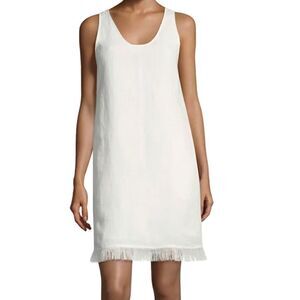Theory Oekel Linen Drape Dress in Ivory